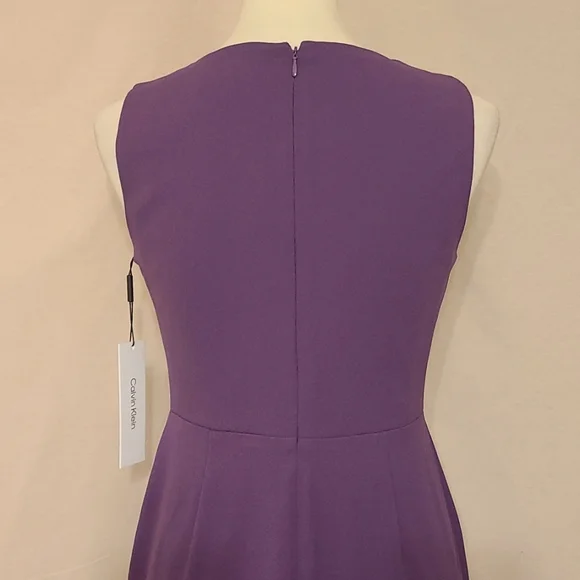 Calvin Klein Purple Gathered Cut-out Front Sleeveless Sheath Dress - Picture 9 of 10